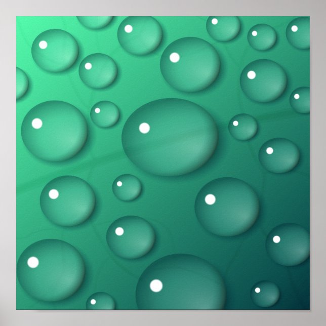 Aquamarine Wassertropftextur Poster (Vorne)