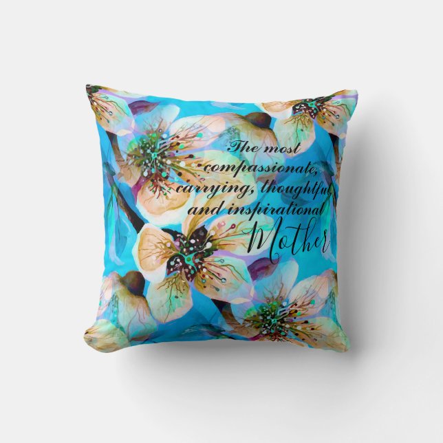 Aquamarine Watercolor Sakura Kirchen Blume Kissen (Vorderseite)