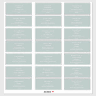 Aquamarine Wedding Guest Address Labels
