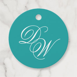 Aquamarine Wedding Monogram Classic Simple Calligr Geschenkanhänger