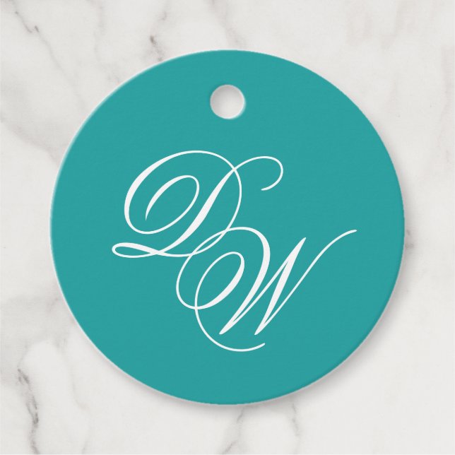 Aquamarine Wedding Monogram Classic Simple Calligr Geschenkanhänger (Vorderseite)