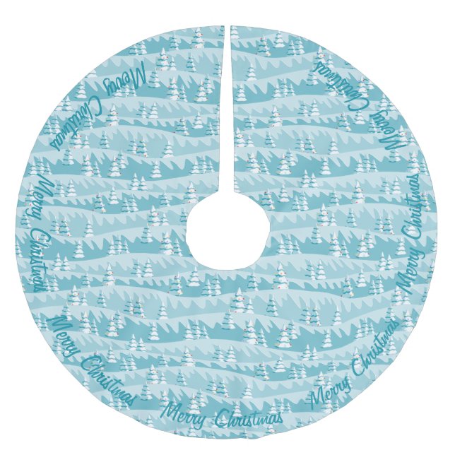 Aquamarine Weihnachtsbäume Polyester Weihnachtsbaumdecke (Vorderseite)