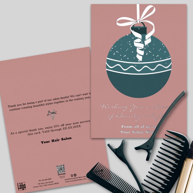 Aquamarine Weihnachtsbaumkarte Folieneinladung (Teal Christmas Tree Bauble Foil Holiday Card)