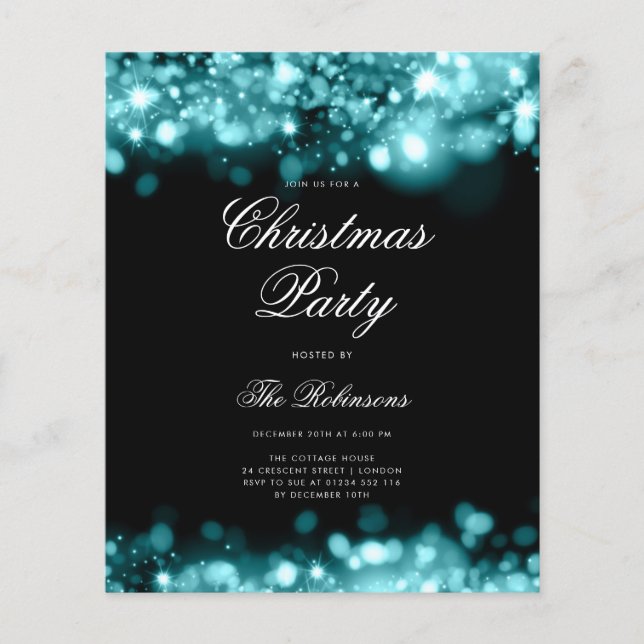 Aquamarine Weihnachtsbeleuchtung Einladungsprogram (Vorderseite)