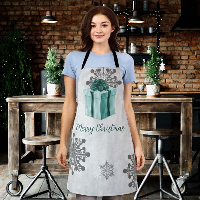 Aquamarine Weihnachtsgeschenke Schürze (Teal Christmas Gift Holiday Apron)
