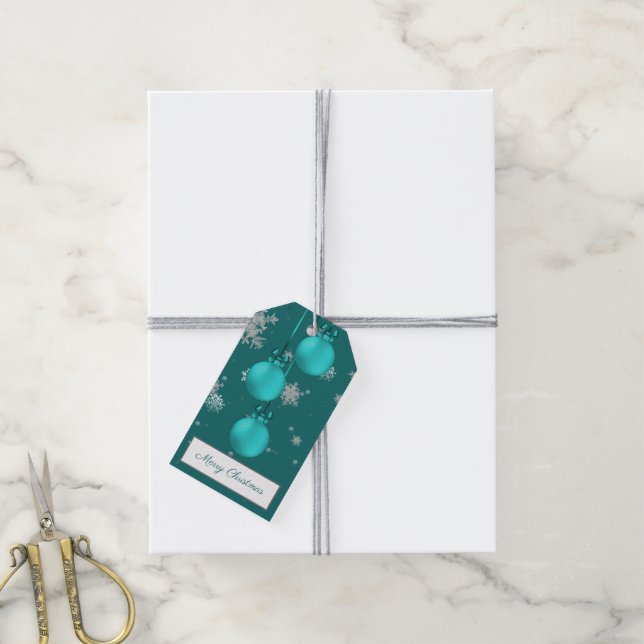 Aquamarine Weihnachtsgeschenke Tag Geschenkanhänger (Mit Garn)