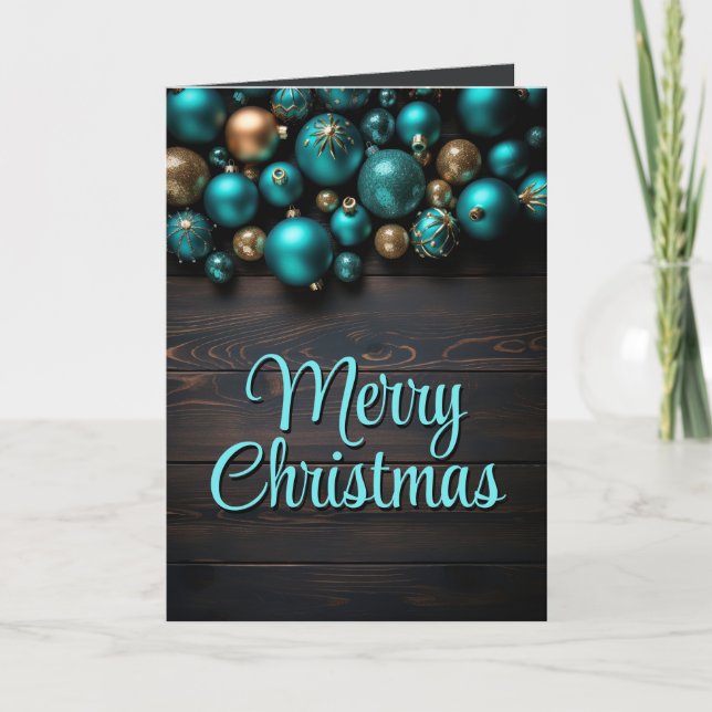 Aquamarine Weihnachtsschmuck Feiertagskarte (Vorderseite)
