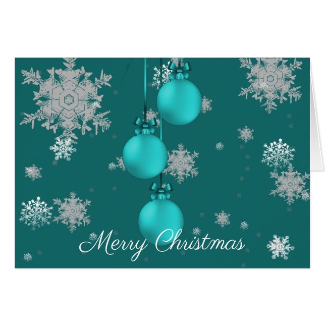 Aquamarine Weihnachtsschmuck Grußkarte (Vorderseite (Horizontal))