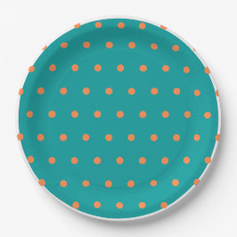 Aquamarine weiße Burnt Orange Polka Dots Pappteller