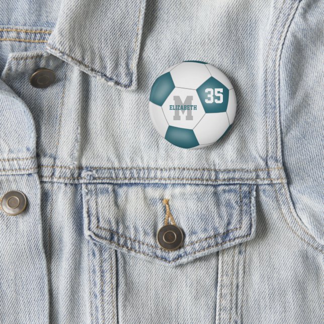 Aquamarine weiße Fußballmannschaft Farben personal Button (Beispiel)