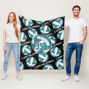 aquamarine weiße Mädchen I Liebe Volleyball person Fleecedecke