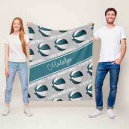 aquamarine Weiße Mädchen in Liebe Basketballzimmer Fleecedecke