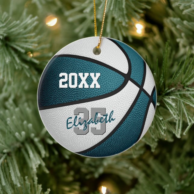 aquamarine weiße Mannschaft farbenfrohe Jungs Bask Keramik Ornament (Baum)