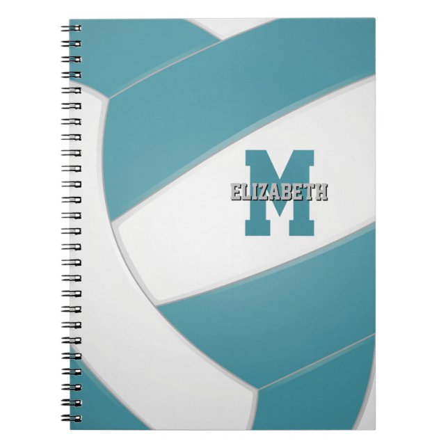 aquamarine weiße Mannschaft färbt Jungs Volleyball Notizblock (Vorderseite)