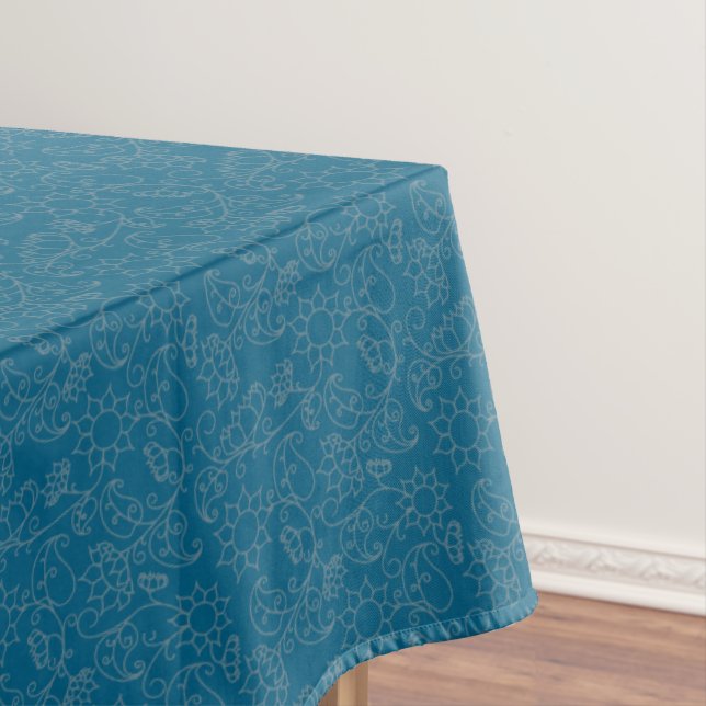 Aquamarine weiße Tablette Tischdecke (Beispiel)