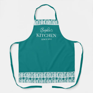 Aquamarine weiße Utensils Elegant Die Küche Ihre Schürze
