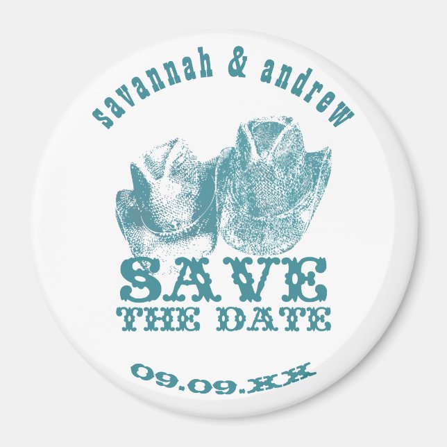 Aquamarine Western Vintage Hochzeiten Magnet (Vorne)