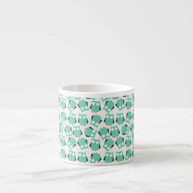 Aquamarine Whimsical Owls Espressotasse (Vorderseite)
