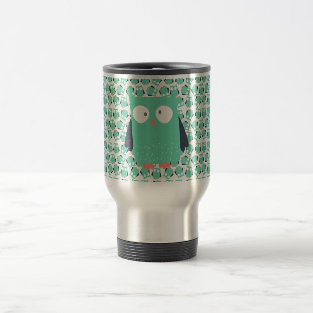 Aquamarine Whimsical Owls Reisebecher (Mittel)