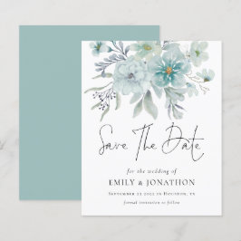 Aquamarine White Florals Hochzeit sparen das Datum
