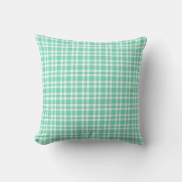 Aquamarine White Plaid Pattern Kissen