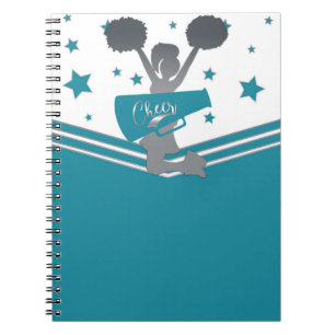 Aquamarine White Silver Stars Cheer Cheer-Leader Notizblock
