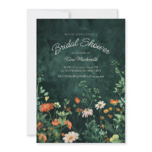 Aquamarine Wildblume Brautdusche Einladung