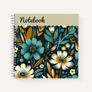 Aquamarine Wildblumen & Vögel - Kulturgütesiegel d Notizbuch