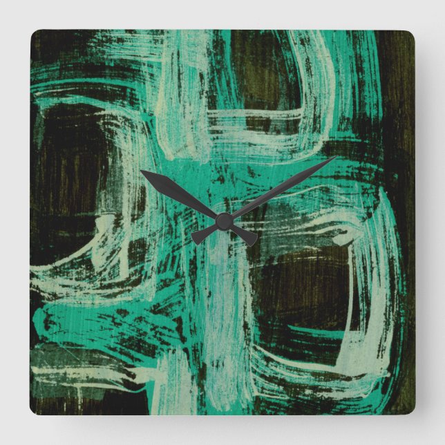 Aquamarine Windows I Quadratische Wanduhr (Vorderseite)