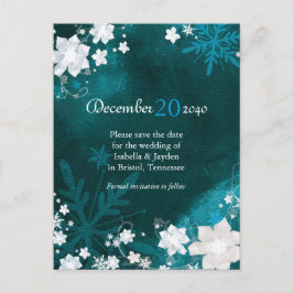 Aquamarine Winterhochzeit Save the Date Ankündigungspostkarte