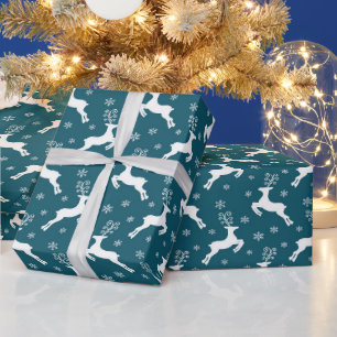 Aquamarine Winterschneedecke & Schneeflocken Weihn Geschenkpapier
