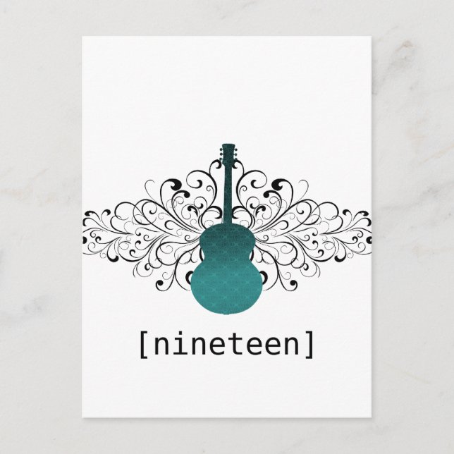 Aquamarine Wirbel Gitarrentisch Postkarte (Vorderseite)