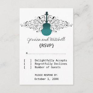 Aquamarine Wirbel Guitar Response Card RSVP Karte