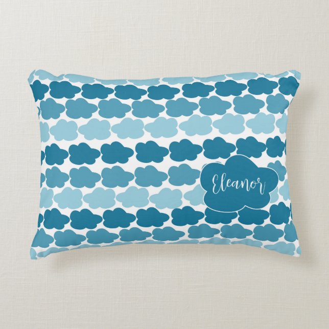 Aquamarine Wolken für Mädchen oder Jungen Dekokissen (Vorderseite)