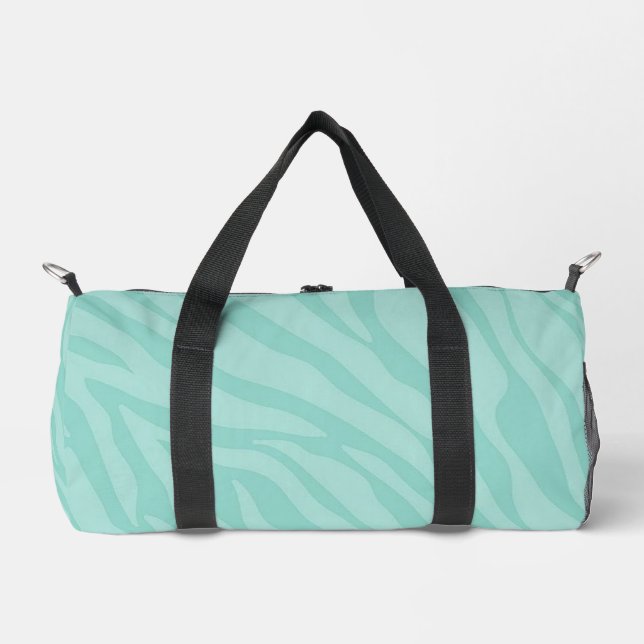 Aquamarine Zebra Print Duffle Bag (Vorderseite)