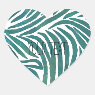 Aquamarine Zebra Print Herz-Aufkleber