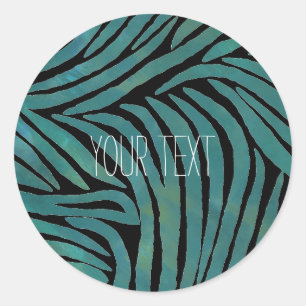 Aquamarine Zebra Print Runder Aufkleber