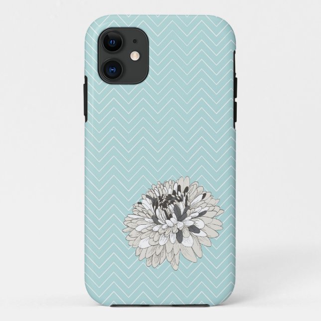 Aquamarine Zickzack Chrysanthememuster iPhone 5 Case-Mate iPhone Hülle (Rückseite)