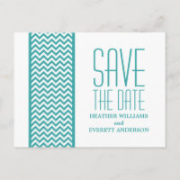 Aquamarine Zickzack Grenze Save the Date Postkarte