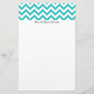 Aquamarine Zickzack Personalisiert Stationierung Briefpapier