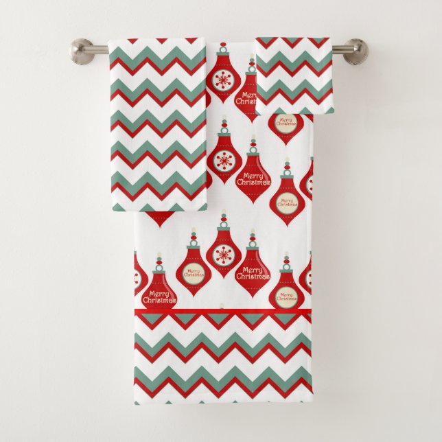 Aquamarine Zickzack Weihnachtsbrille Badhandtuch Set (Insitu)