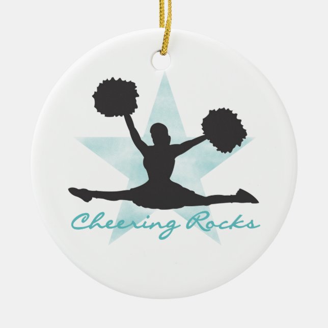 Aquamarine zujubelnde Felsen-T - Shirts und Keramikornament (Vorne)
