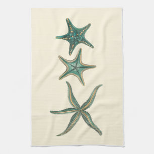 Aquamarinedreifache Starfish Küchentuch