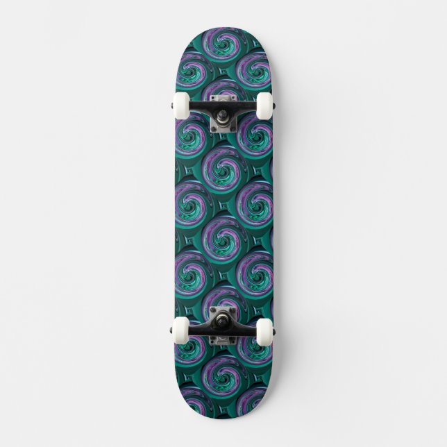 Aquamarinen N Lila Wirbel Skateboard (Vorderseite)