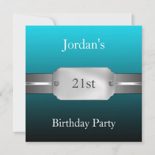 Aquamariner 21. Elegant Male Geburtstag Einladung