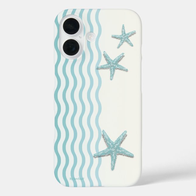 Aquamariner Abstrakter Strand Starfish TelefonCase iPhone 16 Hülle (Rückseite)
