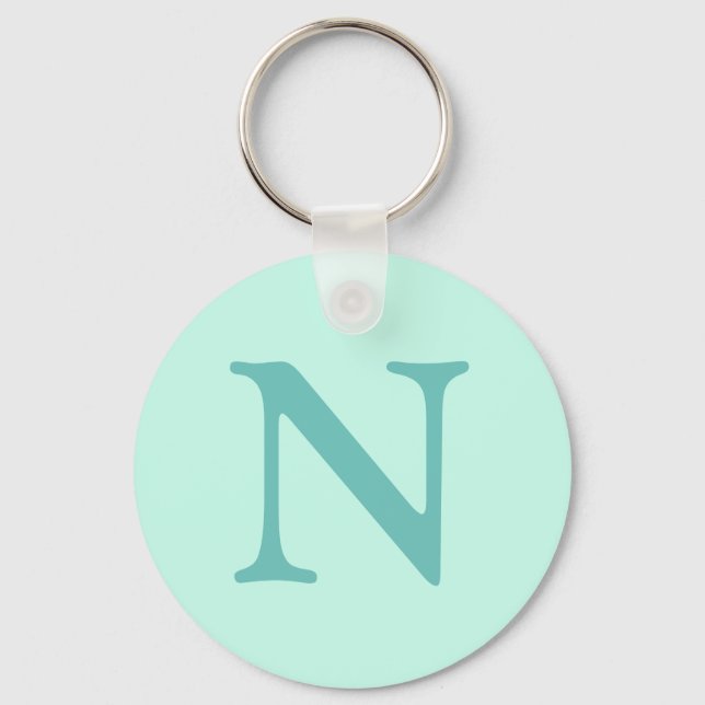 Aquamariner Anfangsbuchstabe Trendy Pastel Mint Bl Schlüsselanhänger (Vorderseite)