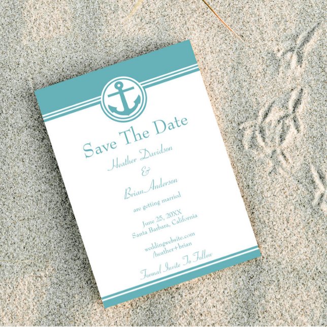 Aquamariner Anker Save the Date (Teal Nautical Anchor Save the Date)
