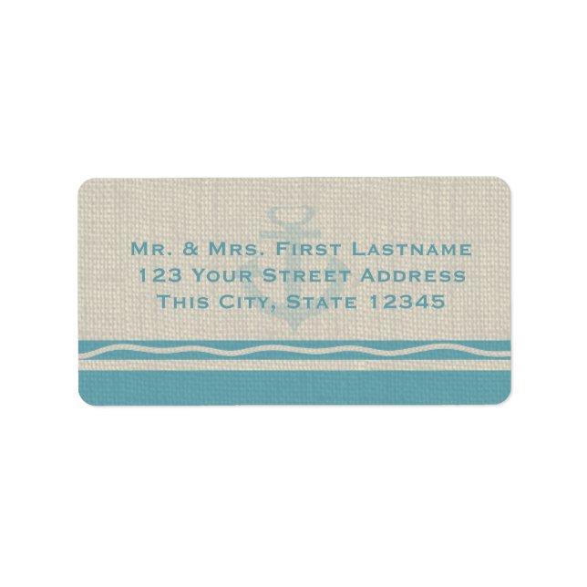 Aquamariner Anker und Burlap Adressaufkleber (Vorne)