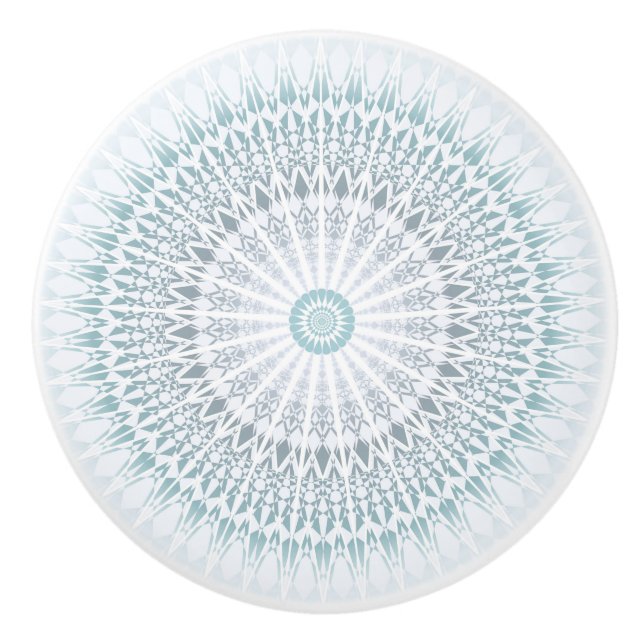 Aquamariner Aqua Geometric Mandala Keramik Knob Keramikknauf (Vorderseite)
